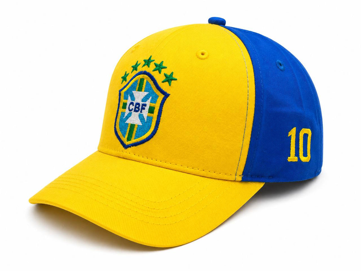 Brazil Inspired Yellow & Blue Premium Baseball Cap – Number 10