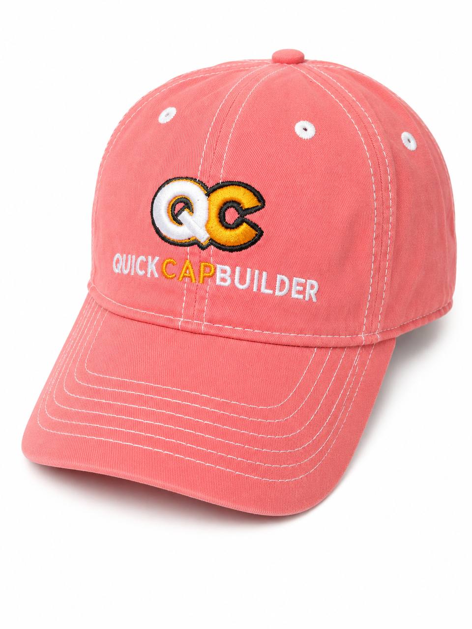 Coral Pink Quick Cap Builder Embroidered Cotton Cap