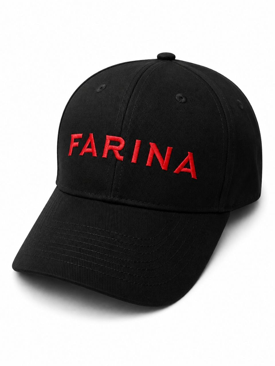 Premium Black Cap with Red FARINA Embroidery – Bold & Stylish